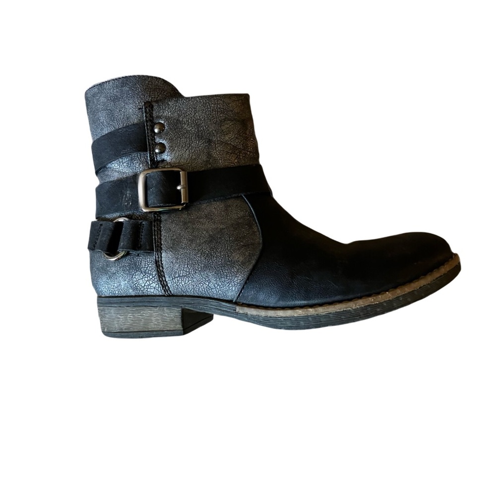 Black/Silver/Gray Leather Patrizia Boot, Patrizia by Spring Step, Sz. 40